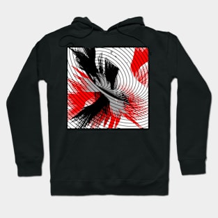 whirlwind abstract red white black grey digital geometric art Hoodie